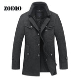 Dropshipping ZOEQO New Winter Wool Coat Slim Fit Jackets Mens Casual Warm Outerwear Jacket and coat Men Pea Coat Size M-4XL