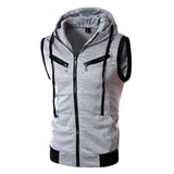 Men Hooded Waistcoat 2019 Fashion Brand Male Sleeveless Jacket Zipper Pocket Gilet Casual Cotton Men Vest Plus Size XXXL Red