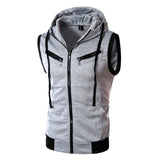 Men Hooded Waistcoat 2019 Fashion Brand Male Sleeveless Jacket Zipper Pocket Gilet Casual Cotton Men Vest Plus Size XXXL Red