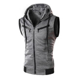 Men Hooded Waistcoat 2019 Fashion Brand Male Sleeveless Jacket Zipper Pocket Gilet Casual Cotton Men Vest Plus Size XXXL Red