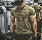Fitness Bodybuilding Crossfit Slim Cotton Shirts Men Short Sleeve