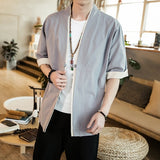 2019 Men Cotton Linen Jacket China Style Kongfu Coat Male Loose Kimono Cardigan Overcoat Open Stitch Coat Mens Windbreaker 5XL