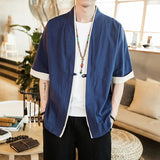 2019 Men Cotton Linen Jacket China Style Kongfu Coat Male Loose Kimono Cardigan Overcoat Open Stitch Coat Mens Windbreaker 5XL