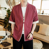 2019 Men Cotton Linen Jacket China Style Kongfu Coat Male Loose Kimono Cardigan Overcoat Open Stitch Coat Mens Windbreaker 5XL